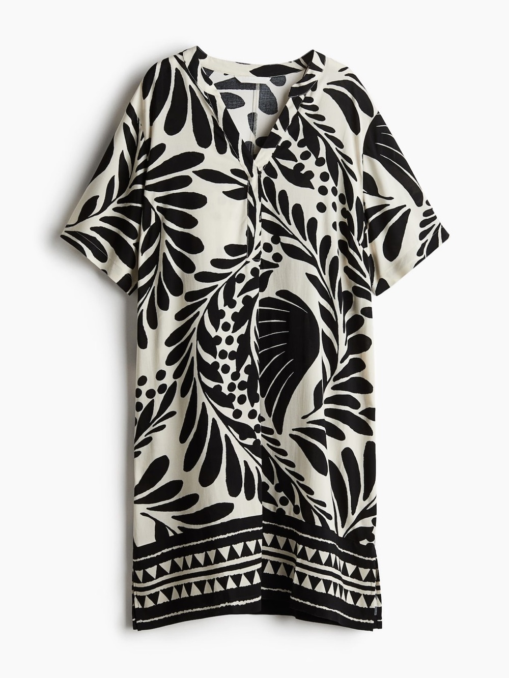 H&M Black and White Patterned Tunic Dress